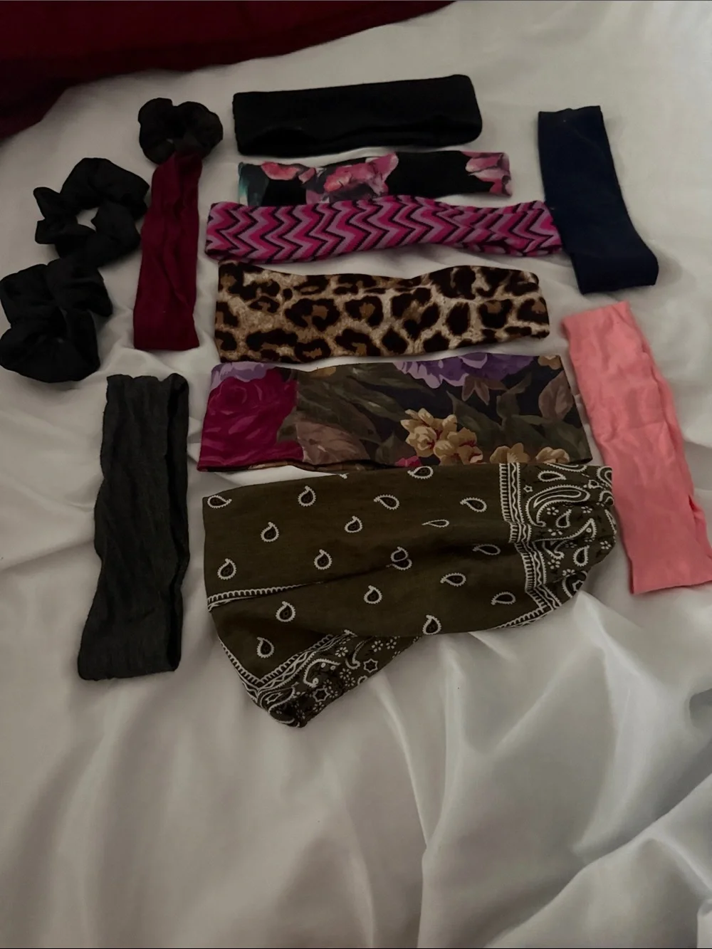 Mixed Headband & Scrunchie Set - Leopard, Olive Bandana, Pink & Floral